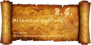 Milkovics Győző névjegykártya